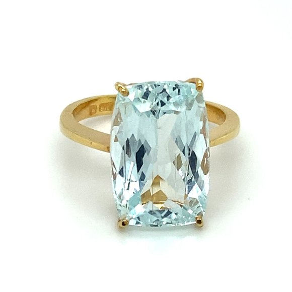 Certified Aquamarine 9.21ct Solid 22K Gold Ring - Picture 1 of 8